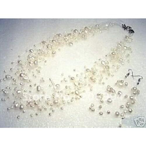 New Design Choker White Pearl Necklace Earrings Pendant Jewelry Set AAA style 100% Natural Noble Fine jewe