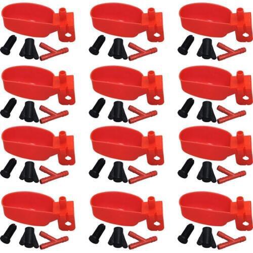 12 pcs Automatic Bird Drinking Cups Plastic Drinking Fountain 10mm Chicken Drinker for Quail Pigeon Bird Farm Drinking Supplies