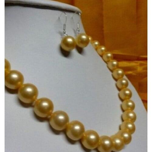 Stunning 18" AAA 10-11mm genuine south sea gold pearl necklace 14K