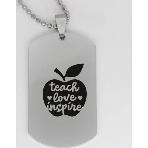 Ufine jewelry apple shape pendant army card teach love inspire stainless steel customed necklace N4351