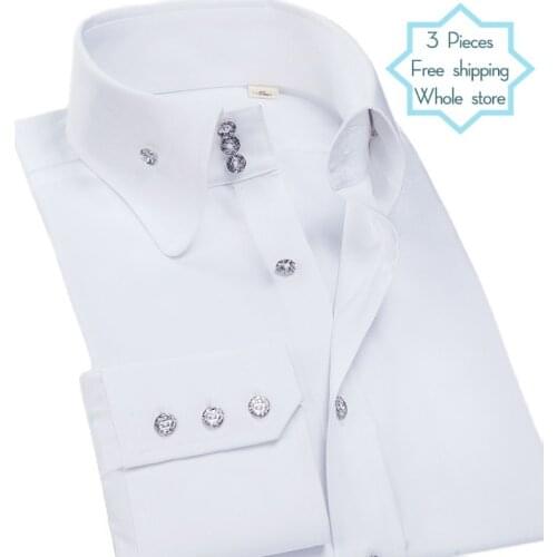 DEEPOCEAN mercerized cotton round neck high neck shirt mens long-sleeved slim young mens shirt Korean handsome