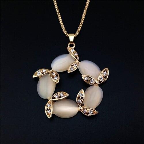 Diamante Opal Wreath Sweater Chain Vestidos De Fiesta Pendant Garland Necklace Flower Women Ladies