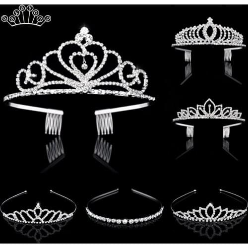 Bridal Crystal Tiaras and Crowns Headband Kid Flower Girls Bridesmaid Wedding Hair Accessiories Hair Jewelry