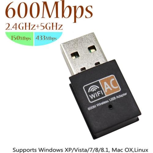 600Mbps USB Wifi Adapter 2.4GHz+5GHz Antenna USB Ethernet Lan Wifi Dongle Network Card Dual Band Wi fi Adapter