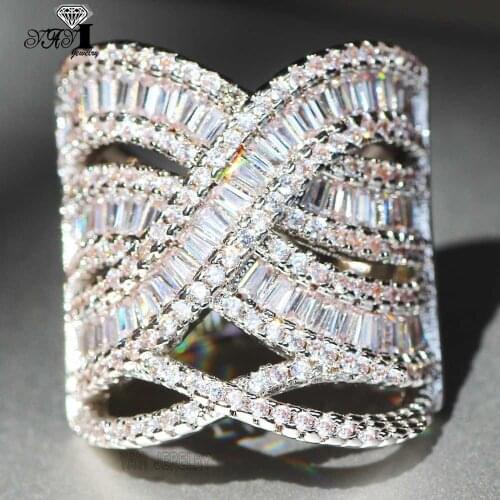 YaYI Jewelry Fashion Princess Cut Prong Setting Green AAA+ Cubic Zirconia Silver Color Engagement Wedding Precious Gift Rings