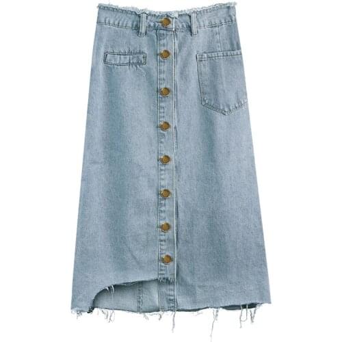ZG1815 spring summer style 2021 new women fashion irregular single breasted A word denim skirt cheap wholesale