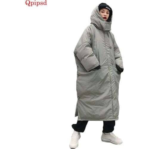 New Winter Oversize Down Cotton Jacket Coat Women Loose Hooded Cotton-padded Parkas Female Thicken Warm Cotton Coats Couple Wear
