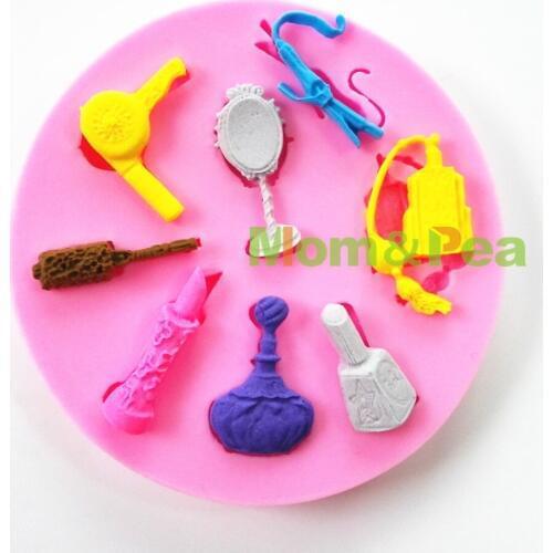 Mom&Pea 0711 Free Shipping Hair Tools Shaped Silicone Press Mold Cake Decoration Fondant Cake 3D Mold Food Grade