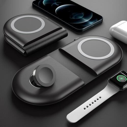 15W 3in1 Folding Magnetic Wireless Chargers Pad Qi Smart Fast Charging Station For iPhone 12 Pro Max Airpods Pro iWatch Charger