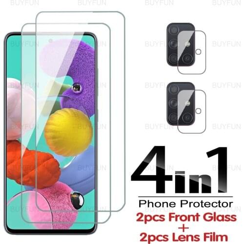 4in1 Tempered Glass For Samsung Galaxy A51 6.5inch HD Front Protective Glass Case For samsung samsun A51 A71 Lens Protector Film