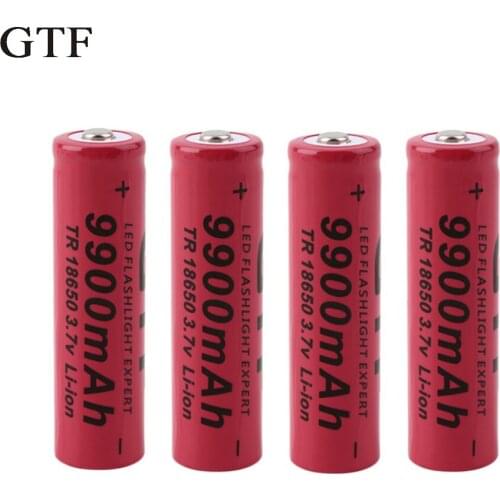 Rechargeable batteries gtf, 18650, 3.7v, 9900mah, li-ion, for flashlight led, cell 18650