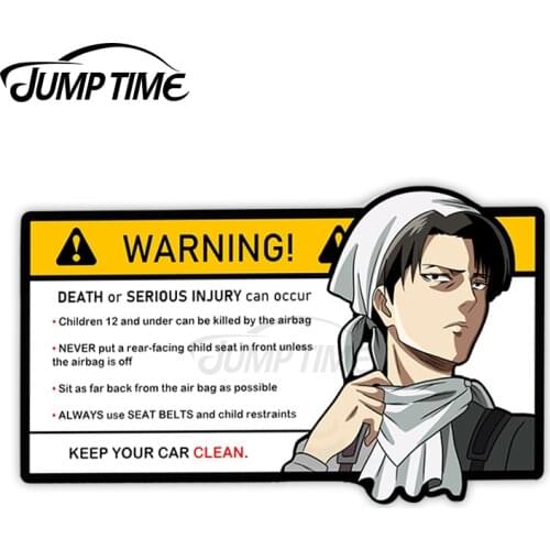 JumpTime 13 x 5.6cm Levi Ackerman Warning Anime Stickers Decal Anime Personality Car Stickers Occlusion Windows Decoration