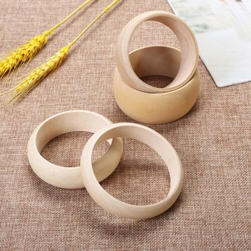 6 Pieces Unfinished Wood Bangles Bracelet Natural Round Wooden Ring for Art & Craft Project DIY Jewelry Making