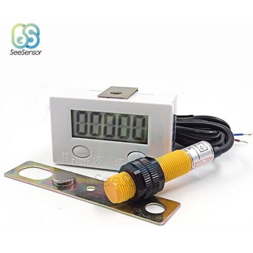 Digital Electronic Counter Electronic Meter Magnetic Inductive Sensor Switch Proximity Switch 5 Digit LCD Punch Counter