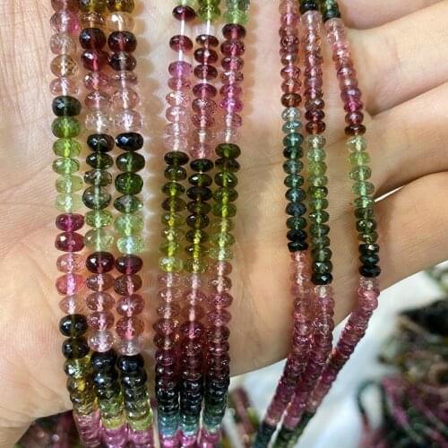 3x5/3x4/2x4mm Colored Tourmaline Natural Beads Abacus Accessories Semi Precious Stone Crystal Necklace Bracelet Earring Energy