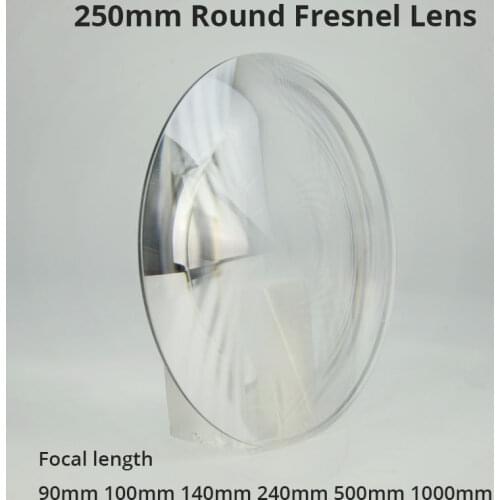 250mm Optical PMMA Solar Fresnel Lens Focal length 90 100 140 240 500 1000mm Concentrater Big Face Magnifying glass