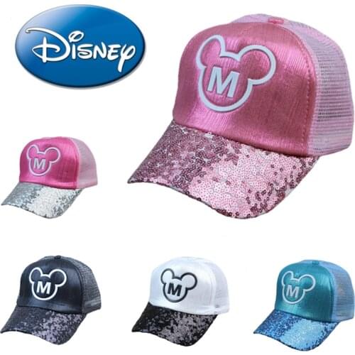 Disney Mickey Sequined Mesh Hat Childrens Spring Summer Baseball Cap Sun-Shading Breathable Mesh Boys and Girls Shipping Free
