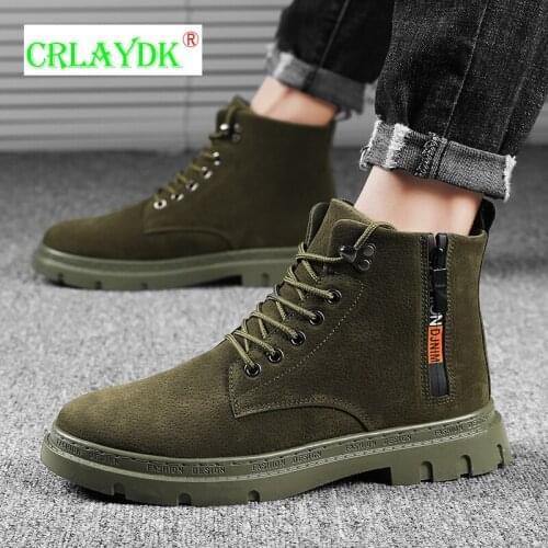 CRLAYDK Zipper Design Men Boots Ankle Casual Shoes Autumn and Winter High Top Tooling Motorcycle Trendy Botas De Seguridad