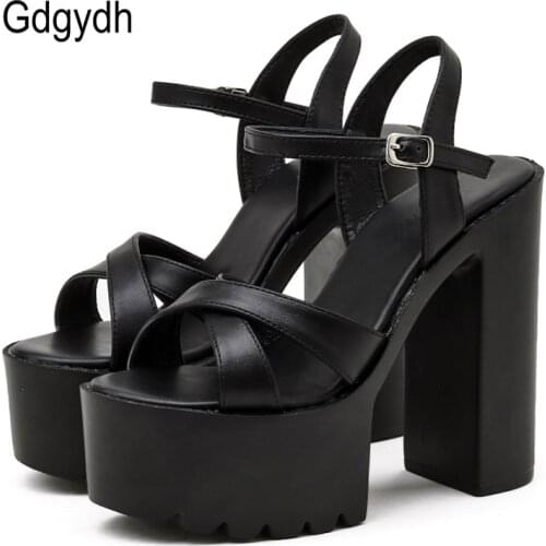 Gdgydh High-Heeled Women Sandals Waterproof Platform Fish Mouth Height 14cm Sexy Nightclub Thick With Models Catwalk High Heels