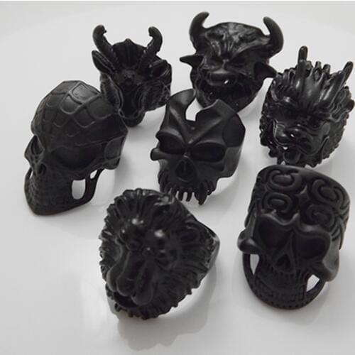 Gothic Punk Ring Men high quality Retro Black mixed styling skull alloy Rings Fashion Jewelry