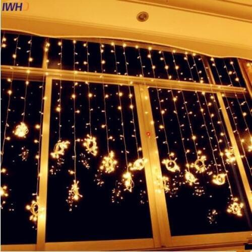 IWHD 4x3M Garland LED Christmas Lights Indoor 110/220V Fairy Light EU/US Plug Luce Navidad LED Cristmas Lights Outdoor Kerst