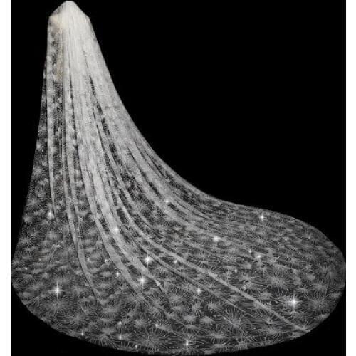 JIN IS YARN Pure Tulle Two Layers Wedding Veils Long for Women 4 Meters Church Bridal Veil velos de novia