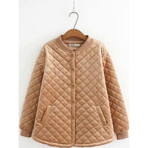 Plus Size Women L-4XL Autumn Winter Coat Velvet Thin Padded Short parkas Casual Outwear