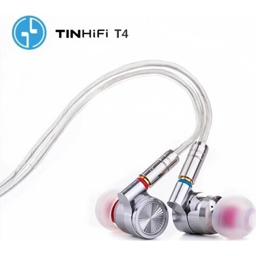 TINHIFI T4 Earphone 10mm CNT Dynamic Driver Bass HIFI Earphone Metal 3.5mm headset MMCX Cable TIN T3 T2 P1 S2 F3 ZSX V90 NO.3 S7