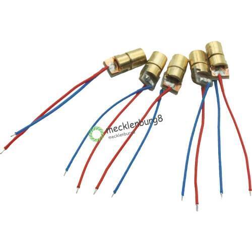 10PCS 650nm 6mm 3V 5mW Laser Dot Diode Module Head Red Copper Mini Pointer