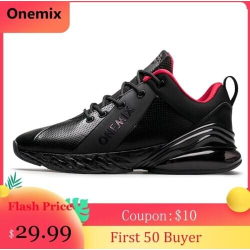 ONEMIX Air 270 Mens Breathable Running Shoes Sport New jogging shoes shock absorption cushion soft midsole leather Max shoes