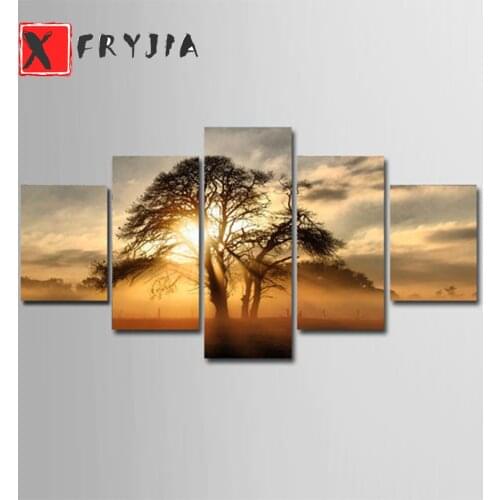 5pcs Diamond Painting Sunset landscape Full Drill Square Diamond Embroidery Cross Stitch Rhinestones New Arrival Handmade Gift