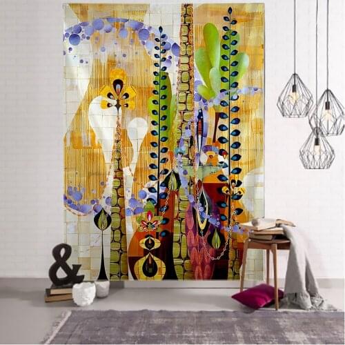 Abstract Flower Illustration Tapestry Wall Hanging Bohemia Art Tapestry Home Decoration Aesthetic Room Decor Decoration Mural
