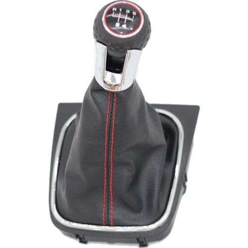 Chrome & Leather Car Shift Gear Knob Lever Gaitor Boot Cover For VW Scirocco 2009 2010 2011 2012 2013 2014