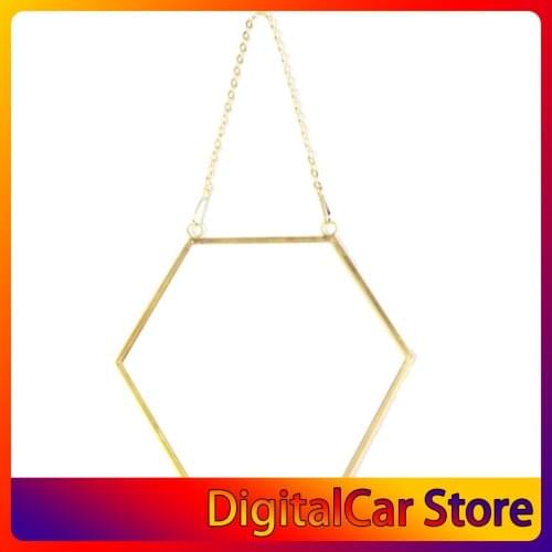 Nordic Minimalist Home Decoration Geometric Shape Gold Brass Hexagonal Mirror Bathroom Mirror Entrance Mirror Makeup Mirror