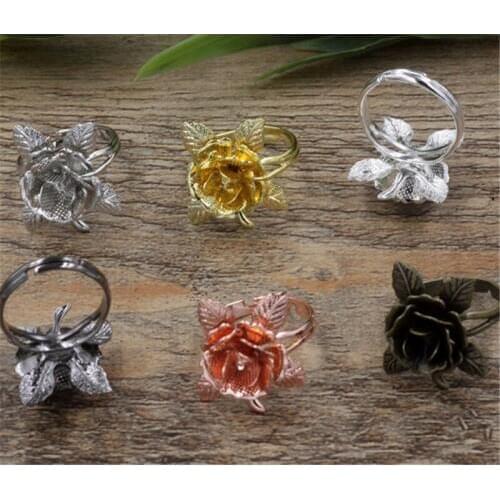 BoYuTe 20Pcs 7 Colors 20MM Flower Base Ring Settings Vintage Jewelry Findings Components Adjustable Ring Base Diy
