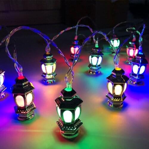 Festival Decorative Arab Ramadan Lantern String Lights 10 LED Islamic Pendant Hanging Colorful Curtain Lamp with Remote