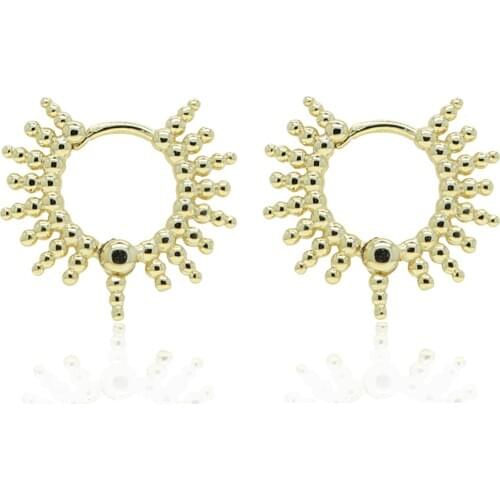 Simple Geometric European Women Girl Earring Geometric Bead Ball Band Spike Hoops