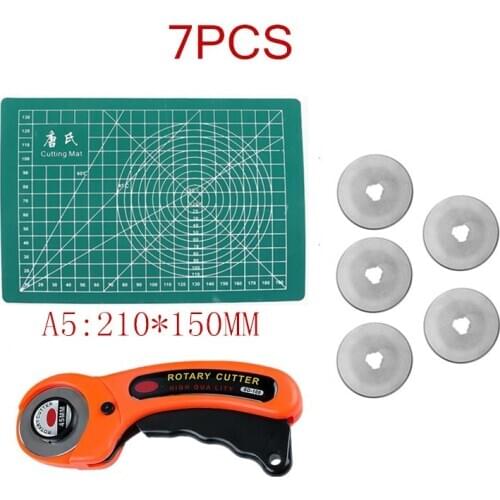 45mm Rotary Cutter, Soft Grip Comfort Loop Handle Roller Knife Self Healing Cutting Mat Set for Patch Work Sewing DIY Accessory