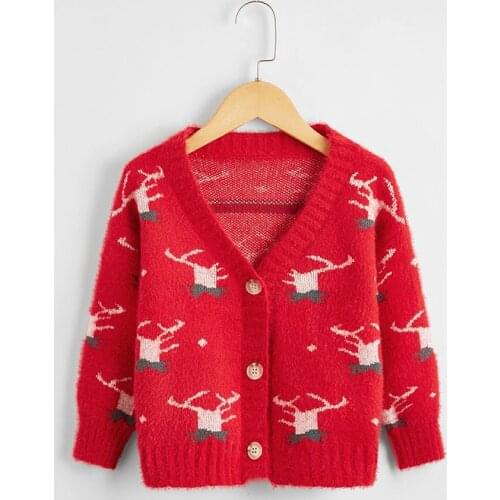 Christmas Cardigan Kids Sweaters Boys Girls 2021 Knitted V-neck Cardigan Sweater Toddler Boy Girl Sweaters Baby Clothes Girl