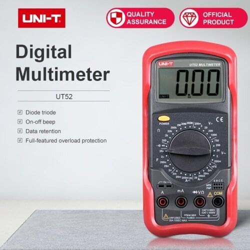 Universal Digital Multimeter Resistance Capacitance AC DC Current Voltage LCD Display Low Voltage Prompt UT52