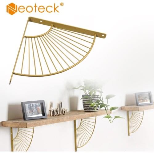 TANiCE 2pcs Gold Fan-Shaped Shelf Bracket Is Suitable For Wall Storage Support Pendant Decoration Heavy-Duty Household Racks