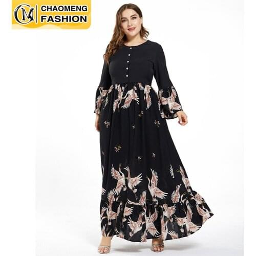 Vestido De Mujer Fashion Printing Stitching Plus Size Casual Women Maxi Dress Bohemian Clothing America Europe Elegant Robe