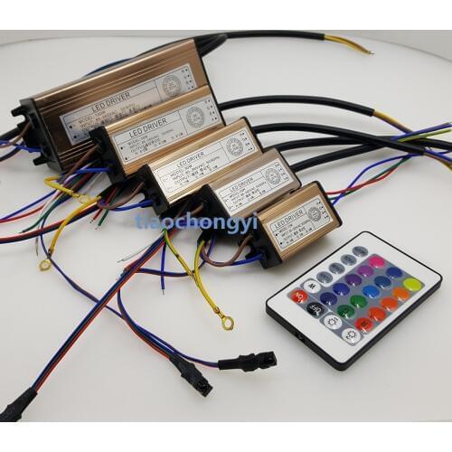 Waterproof 10W 20W 30W 50W 100W RGB LED Driver 24 Key Remote For RGB LED lamps Floodlight Spotlight