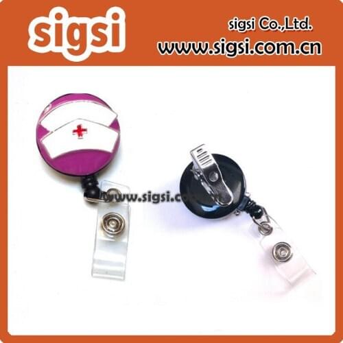 High Quality Nurse Hat Rhinestone Purple Heart Badge Reel/ Pull Reel / Retractable ID Badge Holder