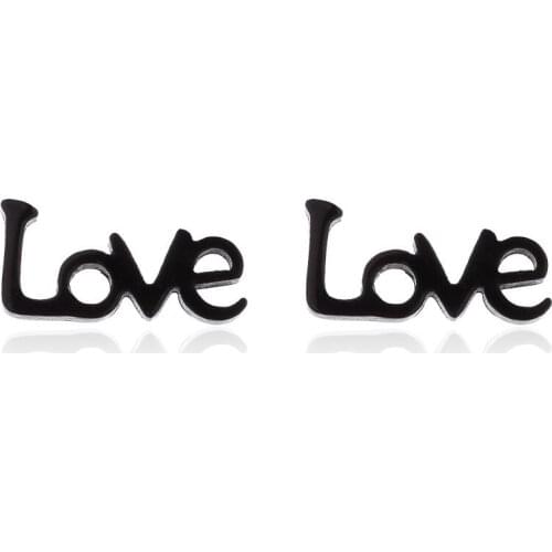 Trendy Stainless Steel Letter Love Earrings For Girl Small Heart Stud Earrings 2021 New Heart Earring Romantic Fashion Jewelry
