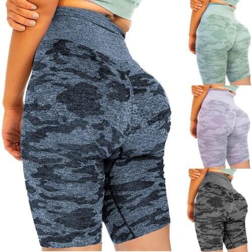 Womens Exercise Fitness Running Yoga Shorts Hip Lift High Waist Printing Tie dye Knitted Wrinkles Running Leggings Swearpants