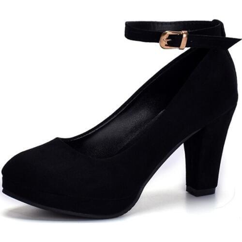 Spring and summer 2019 new round head crude and womens single shoe wholesale ankle strap heels womens shoes new fashion trend