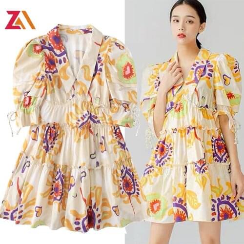 ZALady vintage ruffles mini dress summer sweet peter pan collar high waist plus size party night club short dresses women robes