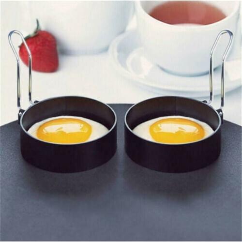 1pcs Metal Egg Frying Rings Pancake Rings Non Stick Perfect Circle Round Fried/Poach Mould + Handle Egg Tools