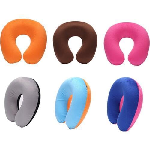 1pc Inflatable Travel Neck Pillow PVC U-Shape Soft Pillow For Car Headrest Air Cushion Travel Airplane Office Naps Home Sleeping